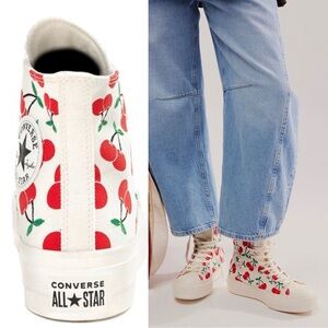 NEW CONVERSE FREE PEOPLE ALL STAR LIFT PLATFORMS CHERRIES